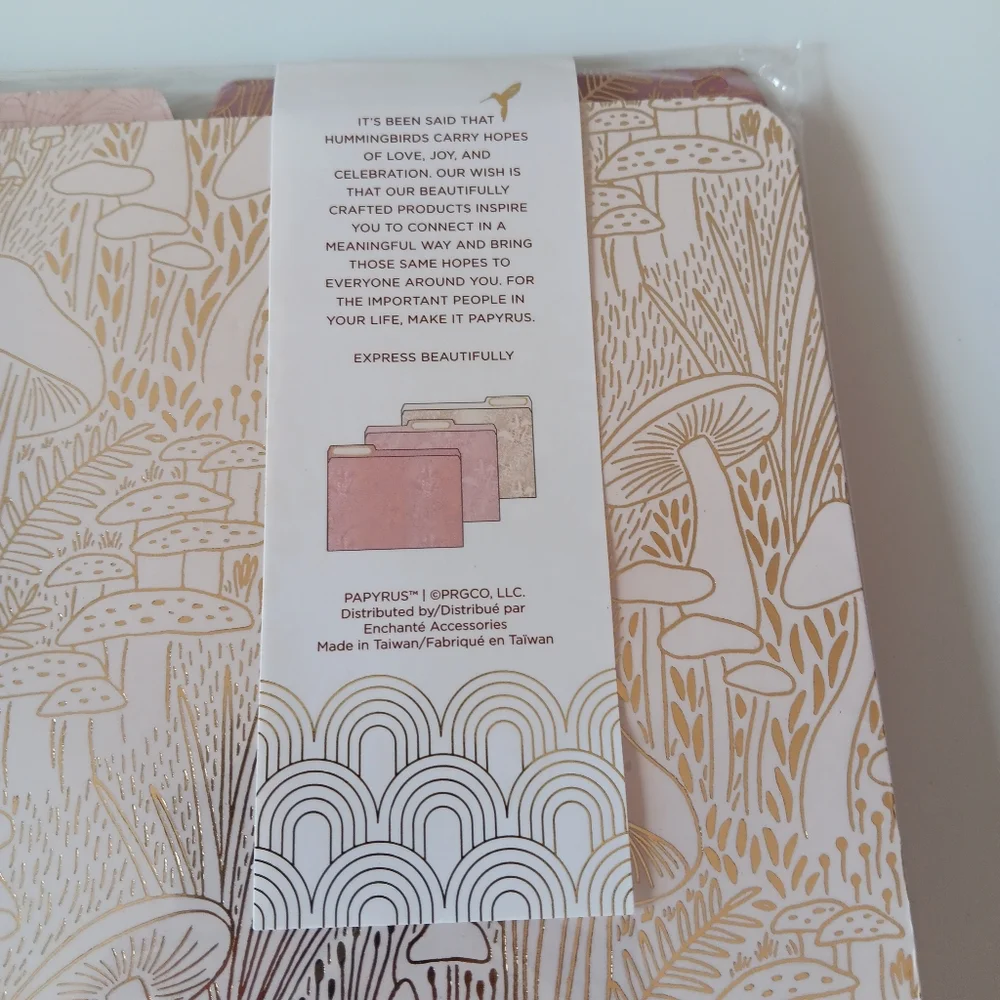 NEW Papyrus Tabbed File Folders Mushrooms Pink Gold White 9 Folders 3 Designs